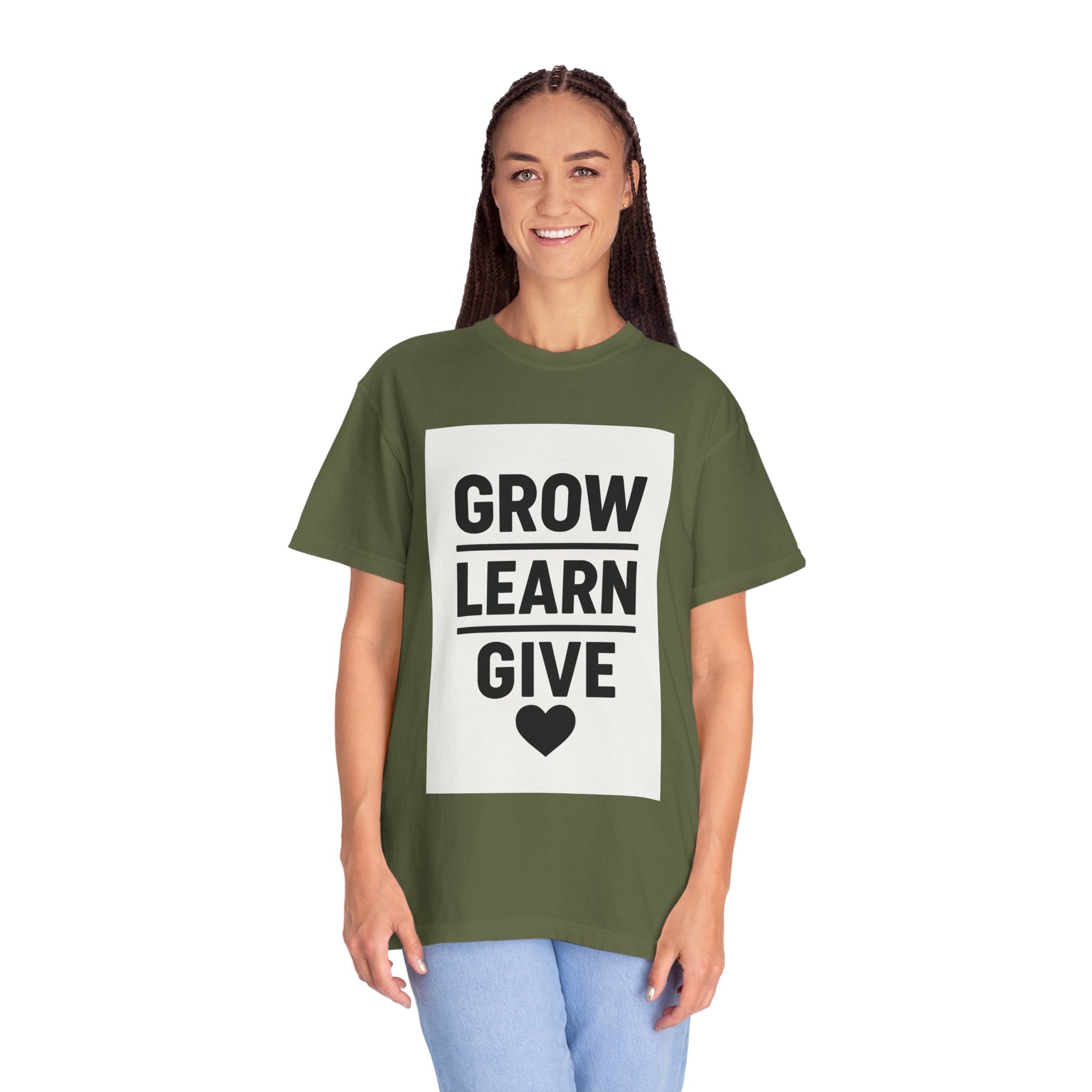 Inspirational Unisex T-Shirt, Motivational Tee, Grow Learn Give Shirt, Casual Wear, Gift for Teachers, Positive Vibes Apparel