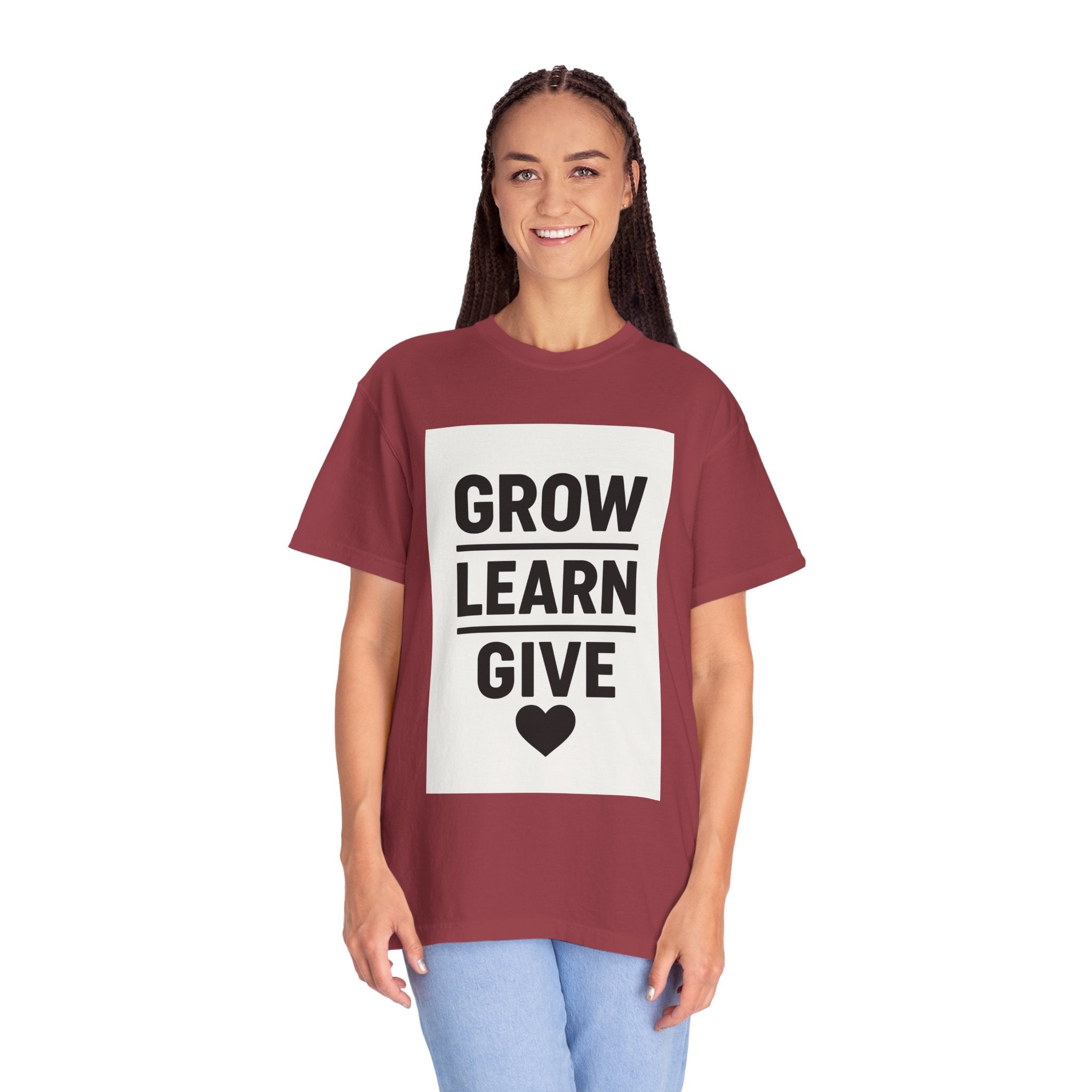 Inspirational Unisex T-Shirt, Motivational Tee, Grow Learn Give Shirt, Casual Wear, Gift for Teachers, Positive Vibes Apparel