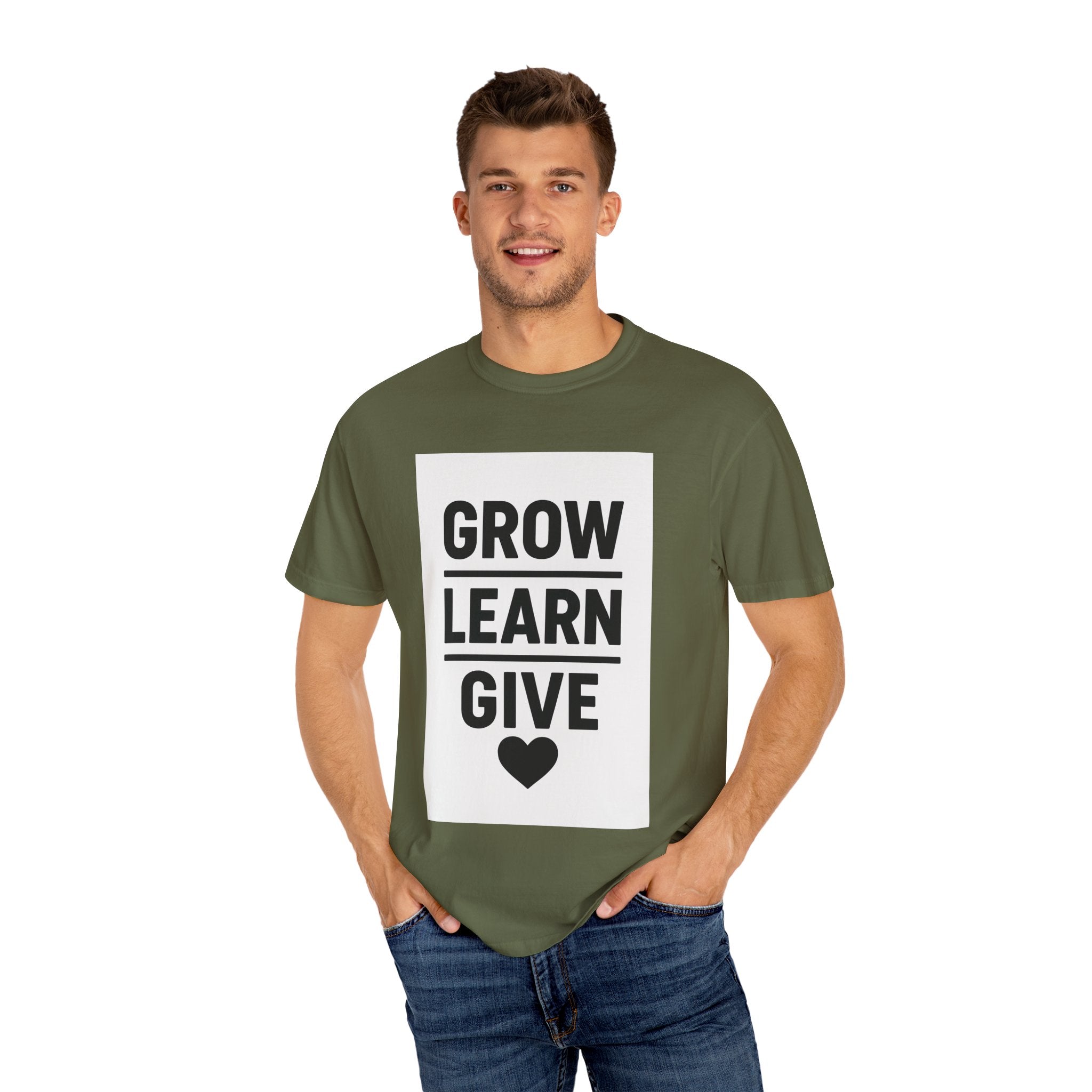 Inspirational Unisex T-Shirt, Motivational Tee, Grow Learn Give Shirt, Casual Wear, Gift for Teachers, Positive Vibes Apparel