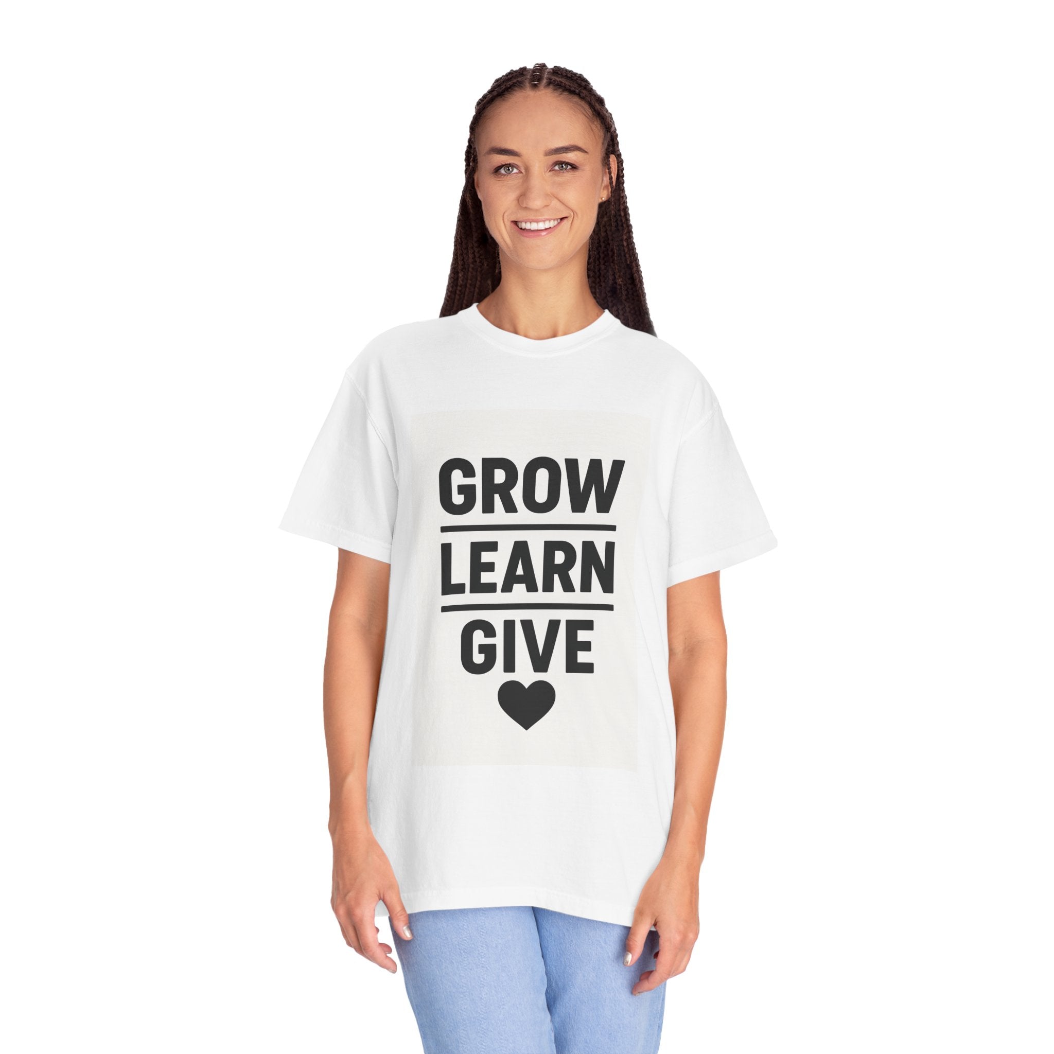 Inspirational Unisex T-Shirt, Motivational Tee, Grow Learn Give Shirt, Casual Wear, Gift for Teachers, Positive Vibes Apparel